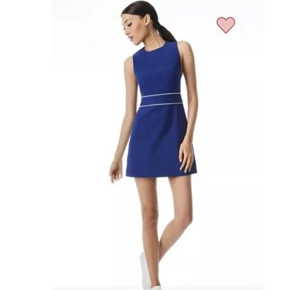 Alice + Olivia Coley Crew Neck Dress Sz 8 - Azure/White NWT